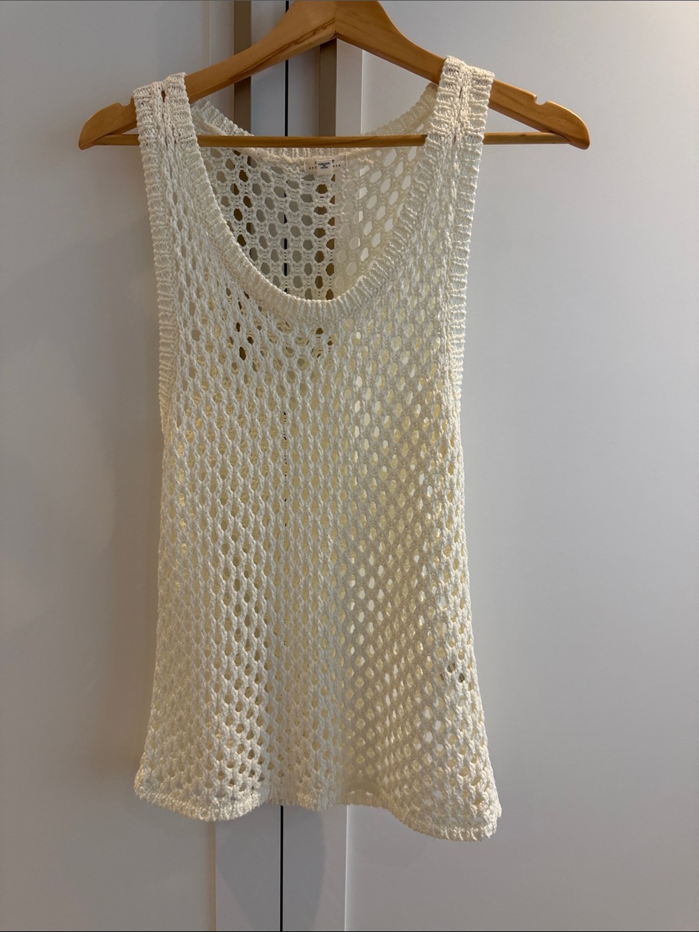 Soft joie Crochet Open Weave Tank Top — Cream